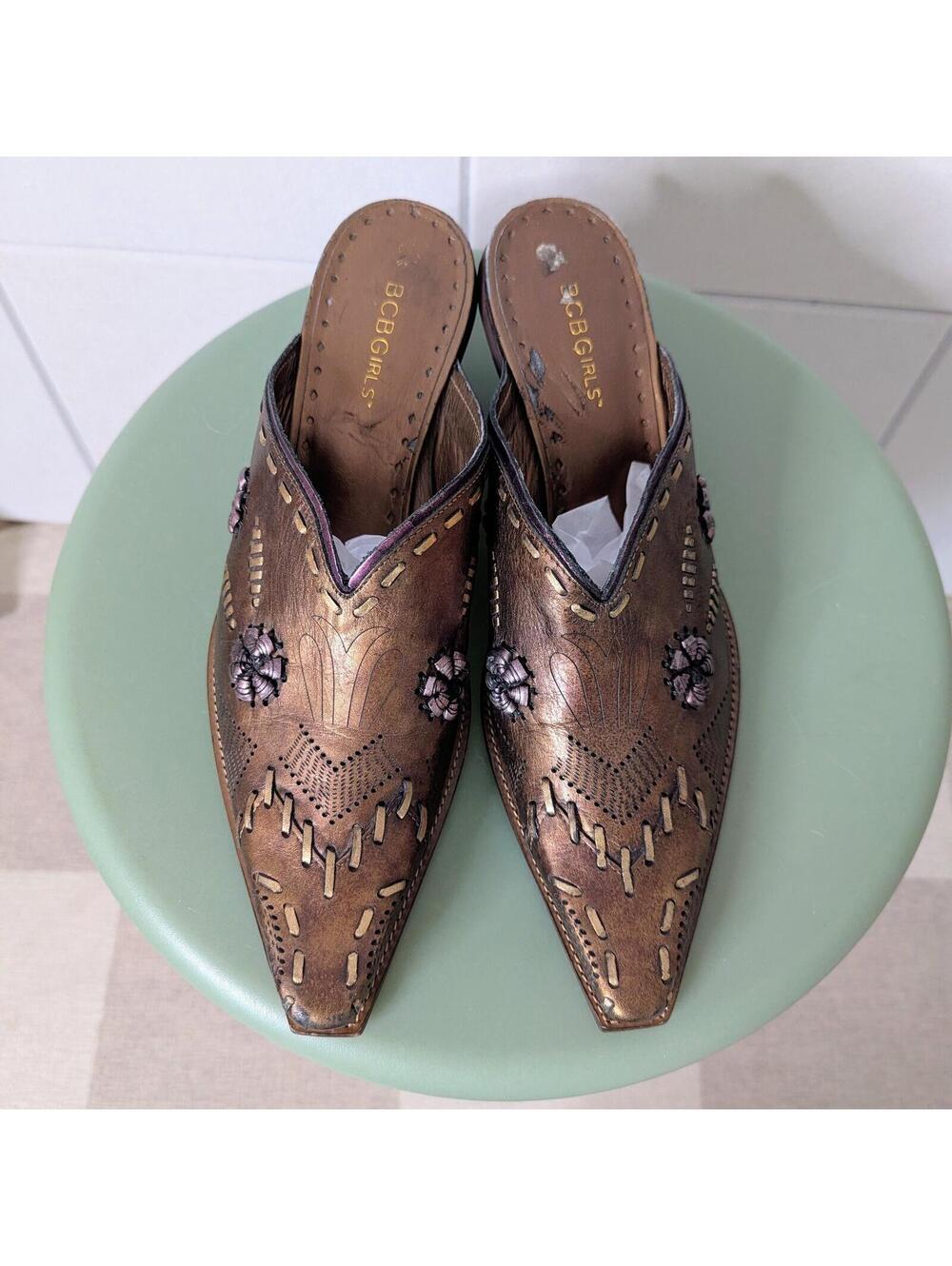 BCBGirls western metallic bronze leather mule booties - Picture 5 of 8